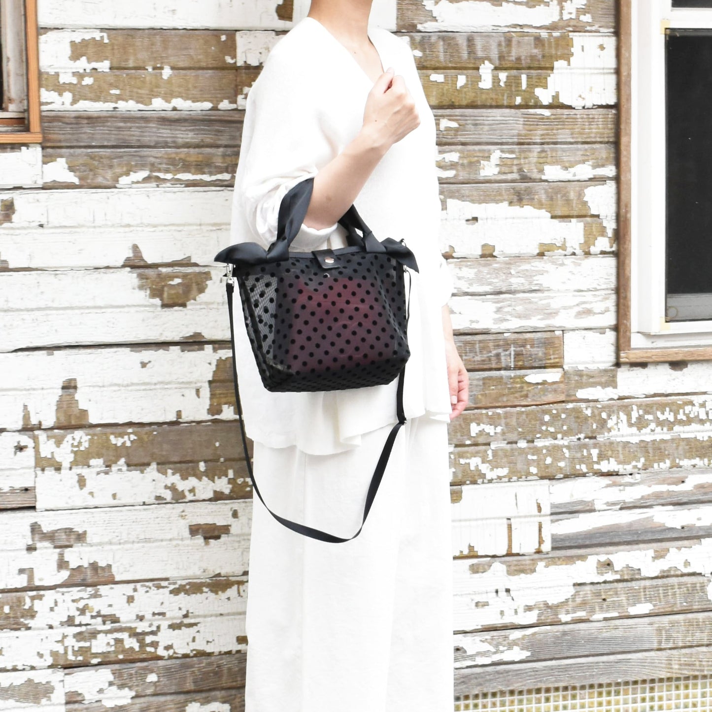 TULLE RIBBON SHOULDER MINI